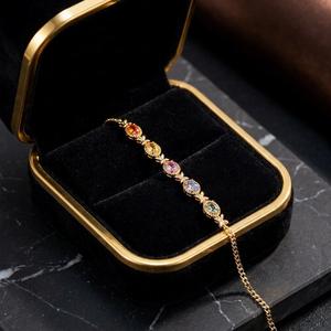 สร้อยข้อมือผีเสื้อประดับไพลินสีรุ้งทองคำแท้ 18K ยี่ห้อซินฟลาย |   สร้อยข้อมือประดับพลอยหลากสีธรรมชาติสำหรับผู้หญิง |   AU750 - Product Image 6