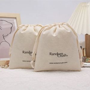 <b>Large</b> Custom Printed Cotton <b>Drawstring</b> Pouch Eco-Friendly Personalized Promotional Shopping <b>Bag</b> for Cosmetics - Product Image 3