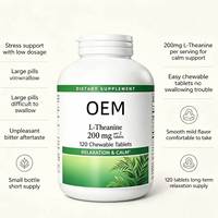 Comprimés à croquer de L-Théanine 200mg OEM, saveur douce et légère, 120 unités, complément alimentaire