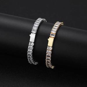 Bracelet Hip Hop 6 mm avec fermoir à ressort, chaîne tennis rectangulaire en zircon, accessoires, bracelet pour homme, collier Tanjing Fashion Lijing - Product Image 3