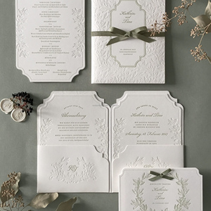 Tùy chỉnh sang trọng chết cắt lá vàng lời mời đám cưới RSVP thẻ letterpress Thiết kế bao gồm cả phong bì giấy bìa in ấn - Product Image 4