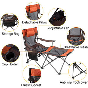 Silla de camping con reposapiés, silla reclinable plegable, chaise lounge para exteriores para adultos - Product Image 6