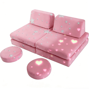 Divano Gioco per Bambini Luminoso al Buio, Poltrona Pieghevole per Bambini in Schiuma ad Alta Densità 30D, Sedia da Terra Portatile, Compressa e Confezionata Sottovuoto - Product Image 3