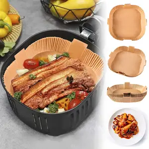 100pcs Airfryer Water-proof Air Fryer Disposable Paper Liners Square Parchment Food Baking Reusable No Stick Liner Bowl Plates