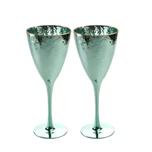 Wholesale Green Colored Electroplated Martini Glass Wine Glasses Wedding Decoration Champagne Coupes Cocktail