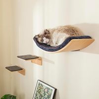 Étagère murale incurvée en bois pour chat, mobilier classique, perchoir de fenêtre pour chat, siège-lit avec emballage en carton pour usage intérieur