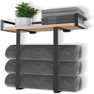 Porte-serviettes avec barre de suspension, support de rangement pour serviettes de salle de bain, barre de penderie, organisateur de rangement. - Product Image 1
