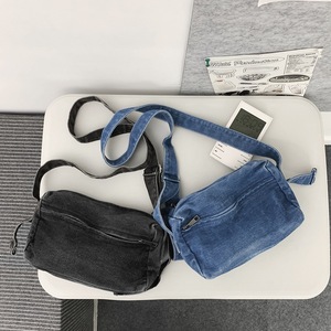 Tas bahu selempang polos uniseks, tas kurir kain Denim dengan tali yang dapat disesuaikan untuk pria dan wanita - Product Image 2