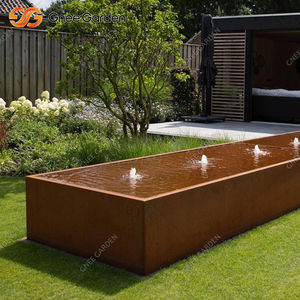 Usine directe rideau d'eau en métal arrière-cour cascade fontaine rectangulaire rectangulaire en acier Corten caractéristiques de l'eau - Product Image 6