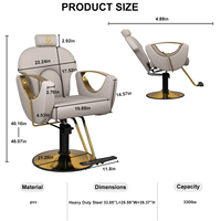 Fauteuil de Barbier Salon Moderne Ajustable Inclinable Portable pour Hommes, Siège de Salon pour Coiffeur