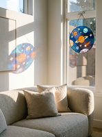 Hamaileon Acrylic Suncatcher Puzzle - Ornement suspendu rond style vitrail, pièces de forme unique, décoration murale pour fenêtre, cadeaux