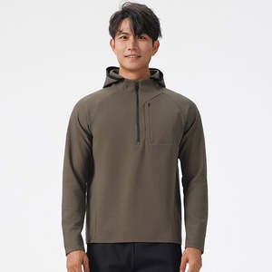 Veste de course à manches longues pour homme XXL à demi-zip, à séchage rapide, légère, en polyester, vêtements de sport, coupe-vent, imprimée, vente chaude - Product Image 1
