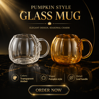 Mug en verre à motif de feuilles, transparent, ambre, tasse créative pour le petit-déjeuner à la maison