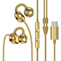 Écouteurs filaires en métal de type C, argent chromé, plaqués argent, écouteurs intra-auriculaires filaires pour smartphone Android, ordinateur portable