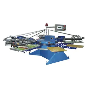 automatic t-shirt screen printer/rotary silk 4 color 12 station micro registration textile printing machine