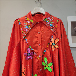 2025 gros petit motif floral en vrac Vintage transfrontalier mode Design bouton lourd clou perle fleur <span class=keywords><strong>chemise</strong></span> pour les femmes - Product Image 6