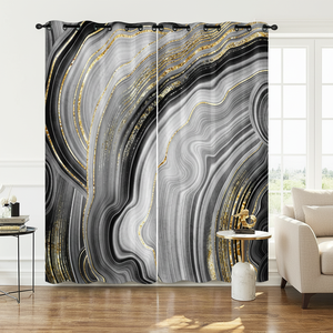 Rideau de luxe en peluche courte à texture marbrée imprimée en 3D <span class=keywords><strong>pour</strong></span> <span class=keywords><strong>chambre</strong></span>, salon et bureau - Product Image 1