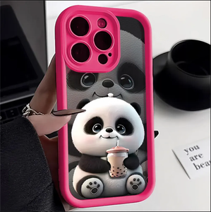 מקרה פנדה רך עבור iphone 15 pro 11 13 14 פרו מקס 12 xr xs 7 8 פלוס se 2020 13promax 14promax 15 פרומאקס צבע מוצק פרומומקס - Product Image 3