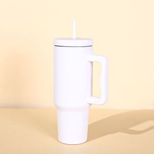 Travel <b>Car</b> H4.0 Handle <b>Mug</b> 40oz Double Wall Insulated Tumbler Lid Straw Anti-Slip ODM Custom Brand - Product Image 6