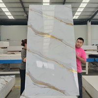 Vente chaude d'usine : Panneau mural PVC effet marbre doré 1220x2440mm, Panneau PVC UV effet marbre 3D pour la décoration intérieure