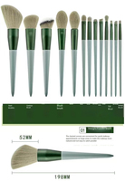 Nouvel ensemble de 13 pinceaux de maquillage à manche en bois et fibres synthétiques vertes toutes saisons, pour joues et anticernes, portable, OEM/ODM, marque privée
