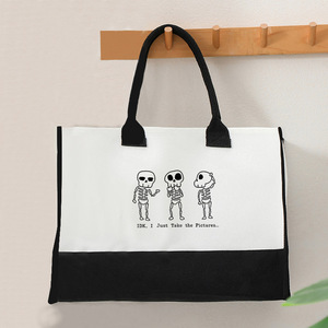 Sac <span class=keywords><strong>de</strong></span> plage en toile personnalisé grand format avec motif amusant « I Just Take the Pictures » – Cadeau monogrammé - Product Image 3