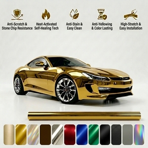 Película Protectora de Pintura TPU PPF de Lujo, Color Dorado Brillante, Autoregenerable, Antiarañazos, Protección Infrarroja, 99% UV, Rollo para Envoltura de Autos - Product Image 2