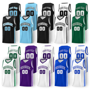 Grosir Jersey basket tim klub kustom kosong Pria cetakan tersublimasi jala cepat kering pakaian basket Retro bersirkulasi