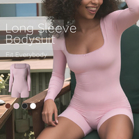 Sk1336 Short manches longues col carré en dentelle Minceur Sculpt Slip Jumpsuit Shapewear BODY