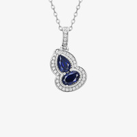 Collier de luxe pour femme en argent sterling S925, pendentif gourde avec gemme rouge, chaîne de clavicule entièrement sertie de diamants, forme géométrique élégante - Grande Vente