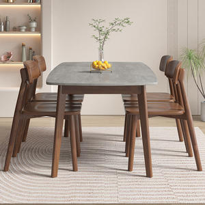 Nordic Luxe Moderne Rechthoek Marmer Massief Houten Eettafel Stoel <span class=keywords><strong>Set</strong></span> 4 6 Persoons Japanse Meubels Minimalistische Ontwerpen - Product Image 4