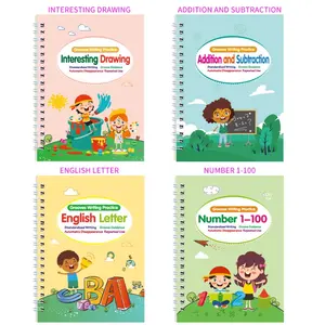 สมุดลอกแบบร่องภาษาอังกฤษแบบเต็มสำหรับเด็กวัย3-5ขวบ A3การเรียนรู้ก่อนวัยเรียนการวาดตัวเลขตัวอักษรของเด็ก - Product Image 3