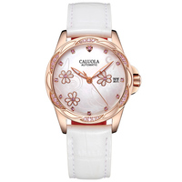 Montre mécanique automatique de luxe pour femme Caluola ODM/OEM, analogique, verre saphir, bracelet en acier inoxydable 18 mm, boîtier 35 mm