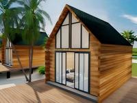 Maison en bois modulaire personnalisable en forme de A avec terrasse ouverte pour climat tropical