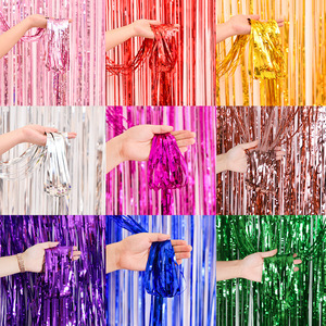1*2m Lametta-Regenvorhang Folien-Fransenvorhang Geburtstag Hochzeit Bühnenhintergrund Wand Party Ballon Dekoration - Product Image 1