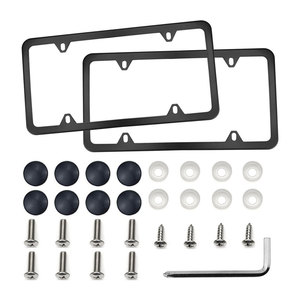 Cadre de <span class=keywords><strong>plaque</strong></span> <span class=keywords><strong>d</strong></span>'<span class=keywords><strong>immatriculation</strong></span> en acier inoxydable, spécifications américaines, avec trous carrés et bords fins, comprenant des vis et une clé, taille américaine - Product Image 5
