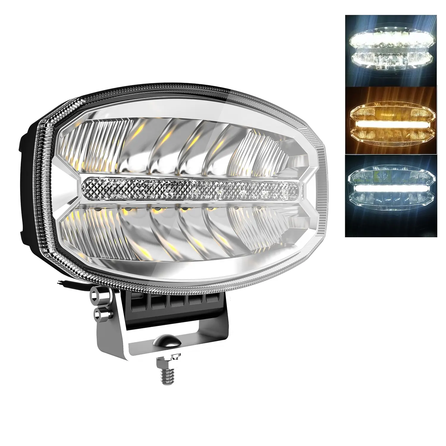 Monirf 9 "çift fonksiyonlu Amber ve beyaz gündüz çalışan lamba 10-30V Oval LED sürüş işık DRL ile 6300 lümen 80W OffRoad lamba