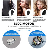 Sèche-cheveux professionnel à étiquette privée personnalisée, 1200W, technologie ionique, séchage rapide, moteur BLDC, sèche-cheveux haute vitesse