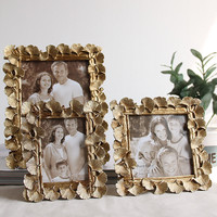 Cadre photo en résine en forme de feuille de Ginkgo doré de style européen, 6 pouces, 7 pouces, 8 pouces, pour la décoration de la maison et du salon