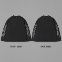 T-shirt à manches longues pour homme, style rétro américain personnalisé, imprimé avec un logo calligraphique, noir, poids lourd