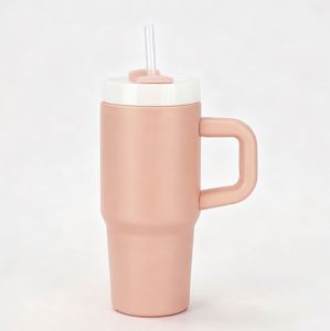 Travel Car Handle <b>Mug</b> 14oz Tumbler Vacuum Insulated Double Wall Stainless Lid Straw Anti-Slip Base - Product Image 6