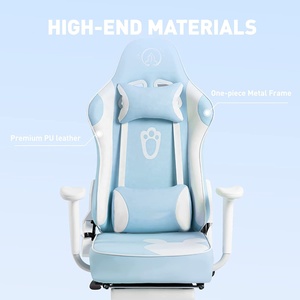 <span class=keywords><strong>Silla</strong></span> Gamer Reclinable de Alta Calidad 2023, <span class=keywords><strong>Silla</strong></span> de Carreras con Orejas de Conejo OEM, Sillas de Juego Color Azul Cielo para Niñas, con Reposapiés y Función de Masaje - Product Image 3