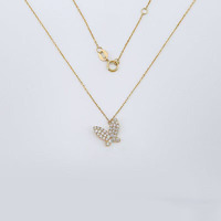 Collier pendentif ajustable en or jaune 18 carats avec diamant de laboratoire taille brillant certifié IGI, motif papillon entièrement serti de diamants