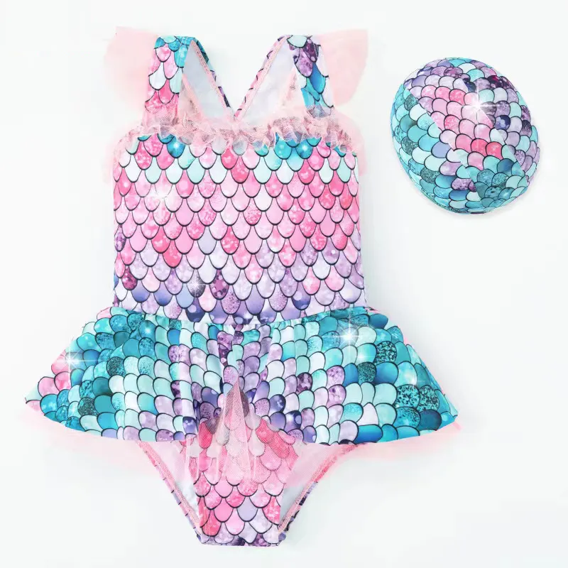 2023 Fashion Swimsuit European and American Child Mermaid Scale Printing Bikini Sexy Kids bikini Swimwear Wholesale