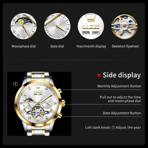 Envío Directo de Reloj de Lujo para Hombre, Nuevo, con Fase Lunar, Diseño de Rueda Volante Hueca, Mecánico Automático Exclusivo, Acero Inoxidable, Resistente al Agua 3BAR - Product Image 2