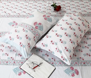 Hand Block Print Floral Cotton Bedsheet Set Jaipur Boho Indian Bedding with Pillowcases Flat <b>Sheet</b> <b>King</b> <b>Size</b> Bedding Set - Product Image 5