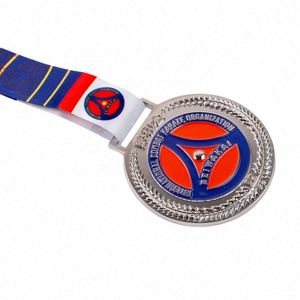 Médaille sportive en alliage de zinc avec ruban, fabrication en gros en usine, récompense 3D personnalisée, médaille de marathon, médaille d'or - Product Image 2