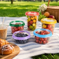 Boîte d'emballage jetable en plastique PET recyclable pour baies, raisins, framboises, avec couvercles imprimés