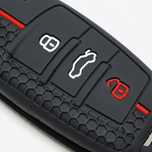 Étui de protection en silicone pour clé <span class=keywords><strong>Audi</strong></span> Sport, texture nid d'abeille, pour A3 A4 A6 Q3 Q5 Q7 TT <span class=keywords><strong>RS3</strong></span> S3, avec bande rouge, pour clé plip - Product Image 2