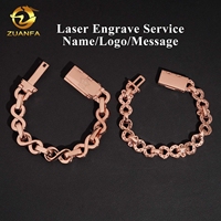 Bracelet en Moissanite plaqué or rose avec grande pierre brillante de 11 mm et 10 mm, motif croix et chaîne cubaine Infinity